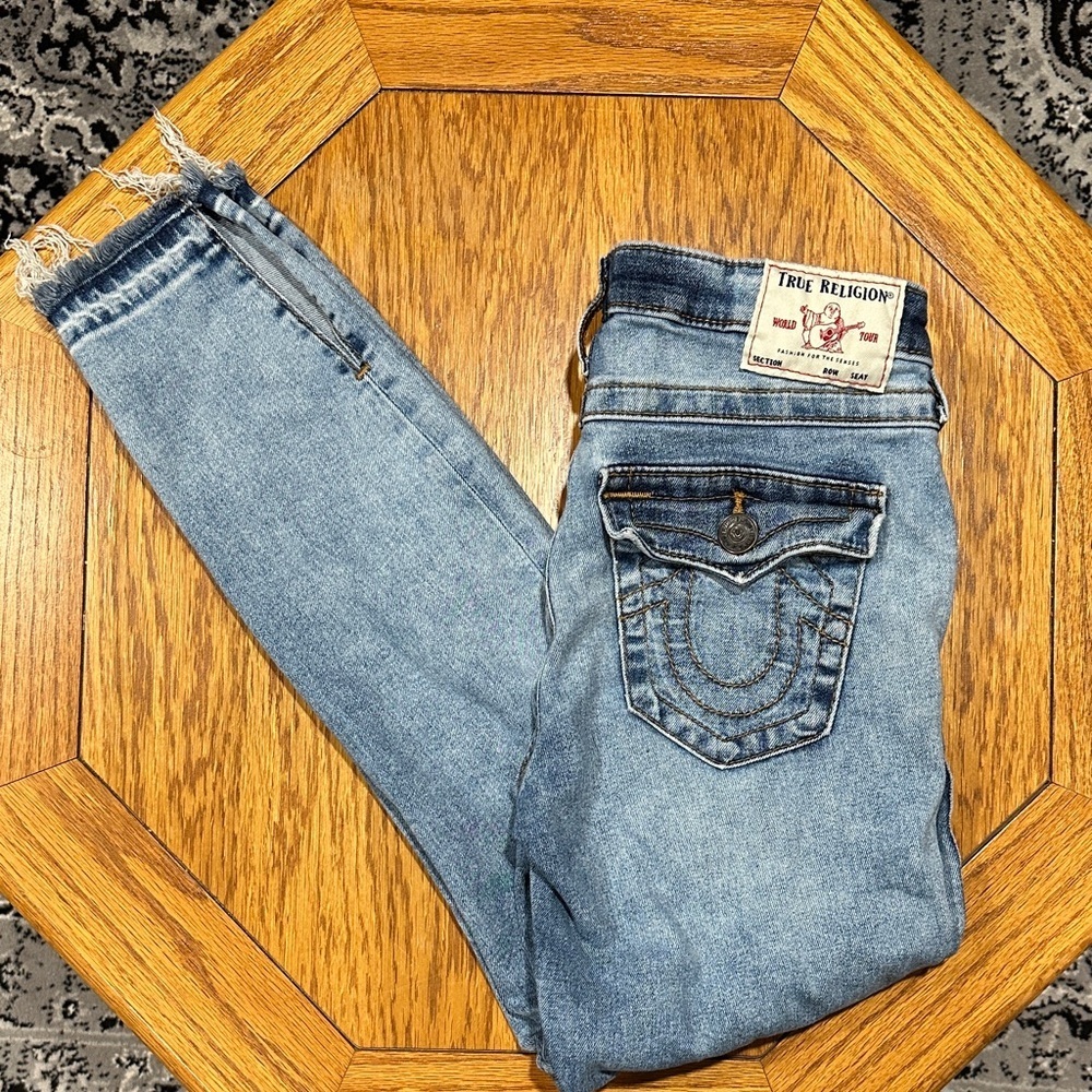 *TRUE RELIGION* Light Wash Halle Mid-Rise Super Skinny Jeans Size 27